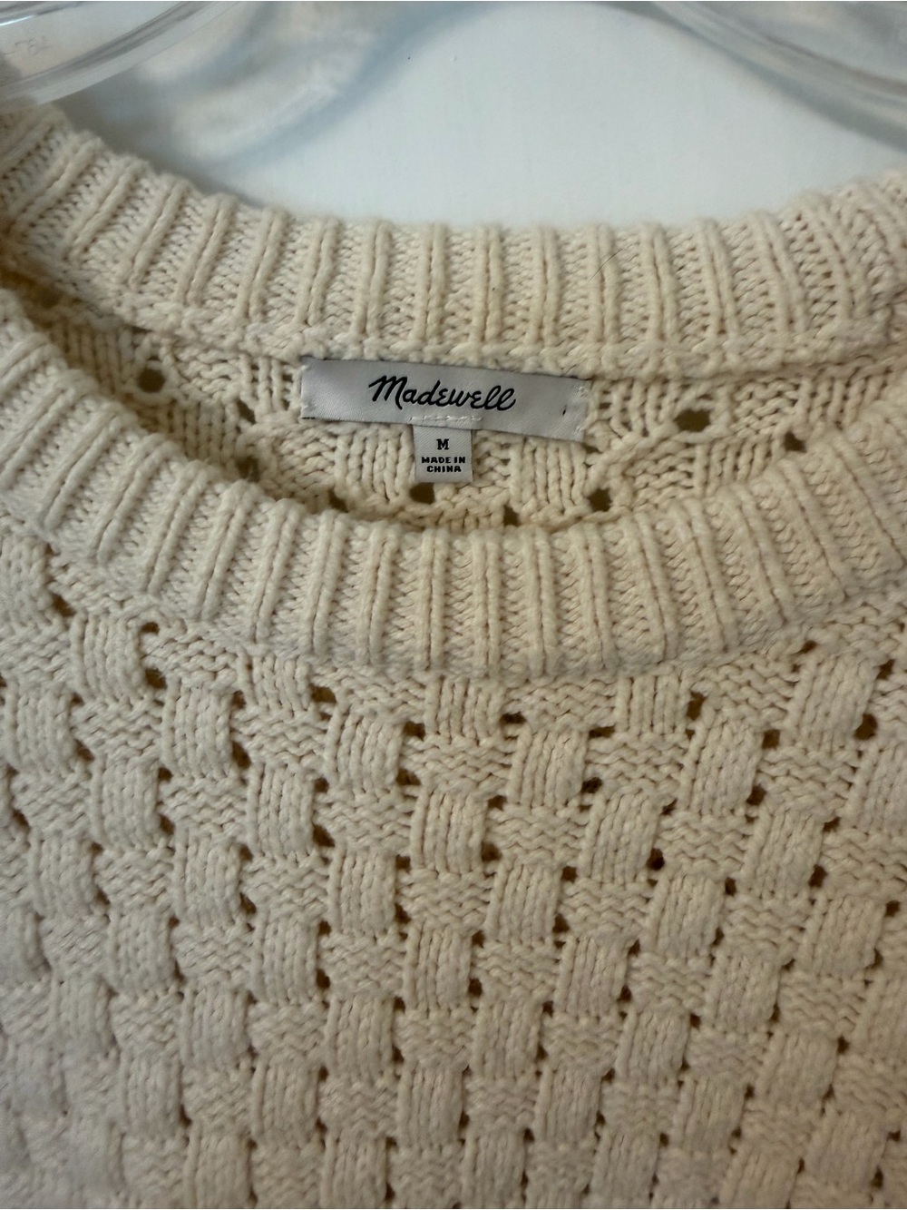 Madewell Ivory Basketweave Oversized Crewneck Sweater - Picture 2 of 3